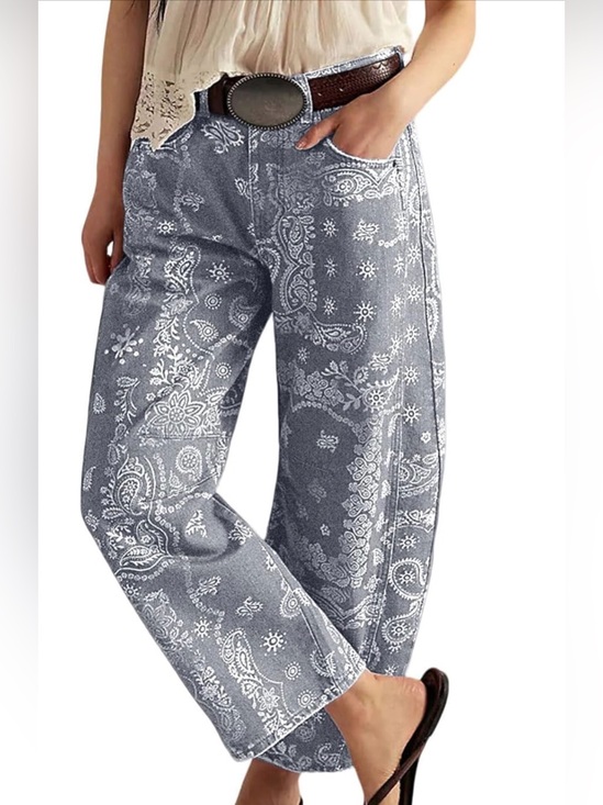 Pants - NWT Loveimgs Gray Bandana Print Wide Leg Jeans | Size Large